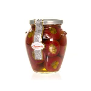 Fyldte peberfrugter i glas med ansjos og kapers